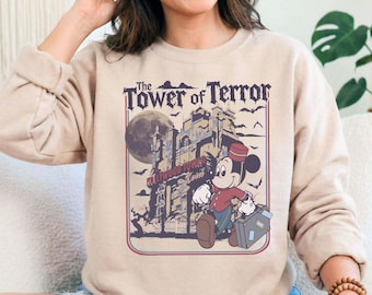 Torre del Terror Mickey Halloween Hollywood Tower Spooky Disney Trip Vintage Retro Crewneck Vacation Family Dad Shirt Sweatshirt