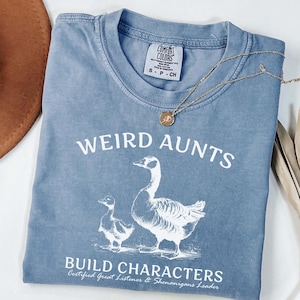 Weird Aunts Build Characters Shirt, Funny Aunt Goose T-Shirt, Quirky Auntie Tee, Certified Shenanigans Leader Top, Cool Sister Gift Idea