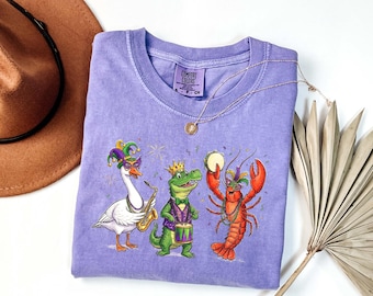 Camiseta de Mardi Gras, divertida camiseta con animales de Mardi Gras, camiseta de carnaval de Luisiana, camiseta de fiesta de Nueva Orleans, camiseta con gráfico festivo