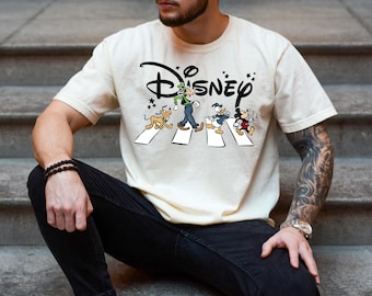 Retro Disney Mickey and Friends Crossing Shirt, Comfort Colors® Disneyland Family Vacation Tee, Vintage Magic Kingdom Trip Matching Shirts