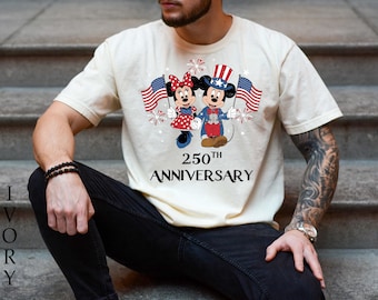 Mickey Minnie America 250 Shirt, Comfort Colors® Disney 250th Anniversary Tee, Vintage Patriotic Mouse Family Gift, 1776-2026 USA Flag Shirt