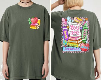 Camiseta "Eres inteligente, valiente y amable" para la vuelta al cole, camiseta motivacional para profesores.