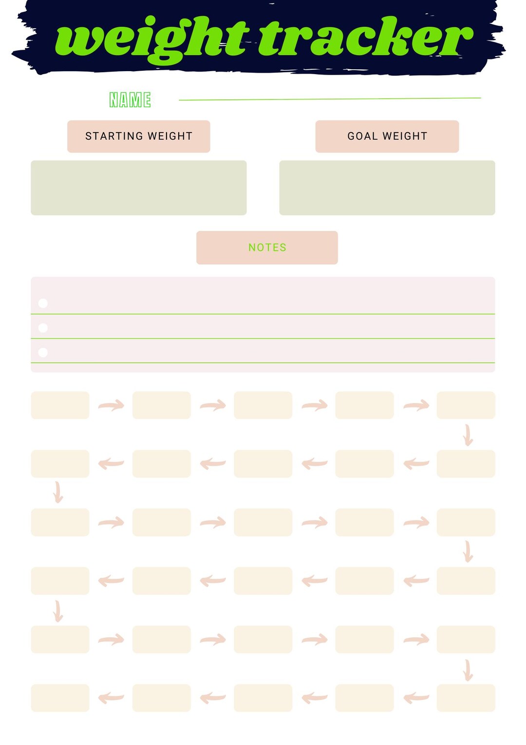 Weight Loss Tracker Printable | Editable Canva Fitness Planner PDF ...