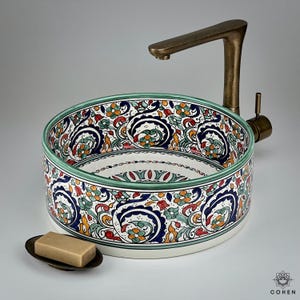 Luxury Vanity Sink | A Colorful, Iznik-Inspired Masterpiece from Morocco