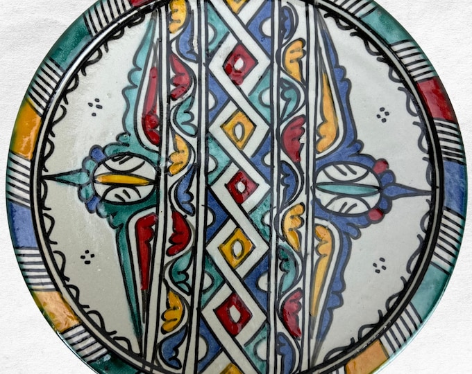Moroccan Ceramic Plate - Hand-painted Berber Dish | Colorful Mediterranean Serving Platter | Traditional Pottery for Kitchen/Dining
