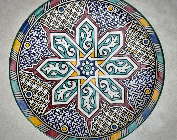 Hand-Painted Moroccan Ceramic Plate – Traditional Andalusian Pottery for Serving, Tableware or Wall Art