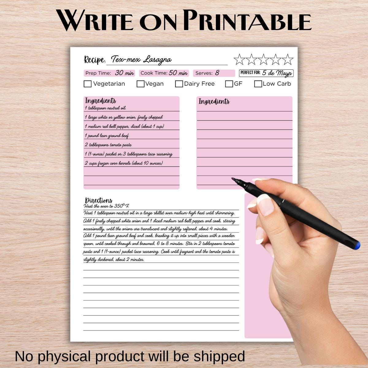 Family Recipe Book Template Printable Custom Cookbook Binder Etsy