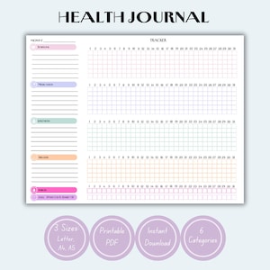Health Journal and Tracker | Daily Wellness Planner | Symptom, Trigger & Cycle Log | Self Care Printable