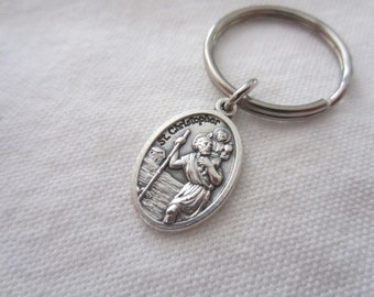 St Christopher Medal Protection Keychain, Stainless Steel/Made in USA, Catholic Confirmation Baptism Confirmation Men Women Boy Girl Gift