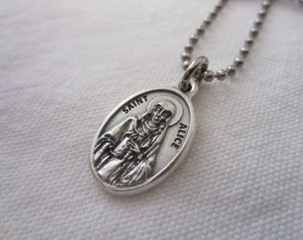 Patron Saint of Blind/Paralyzed Alice Pendant with 18 Sterling Silver Lite Curb Chain Sterling Silver St Patron Saint of Blind/Paralyzed Alice Pendant with 18 Sterling Silver Lite Curb Chain Sterling Silver St