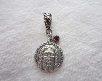 Holy Face of Christ Medal & Glass Charm Pendant Set, Shroud of Turin, Saint Veronica, Catholic Devotional Confirmation Women Gift for Her