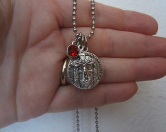 Holy Face Christ / Crucifix 3Pc Charm Necklace Set, Shroud of Turin, Catholic Devotional Confirmation Baptism Godmother OCIA Women Gift Her