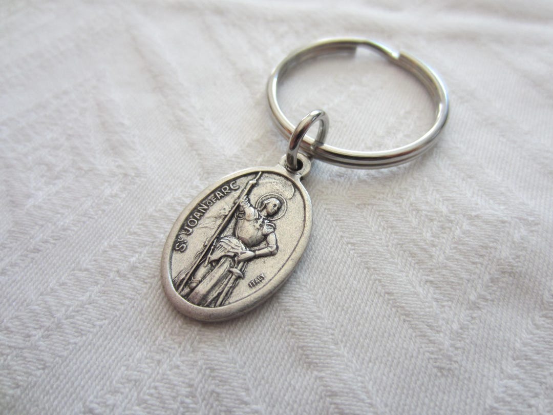 St Joan of Arc Medal Devotional Keychain, Patron France, Stainless ...
