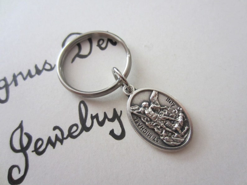 Patron Police-Military Catholic Devotional Confirmation RCIA Gift St Michael Holy Medal Protection Keychain Stainless SteelMade in USA