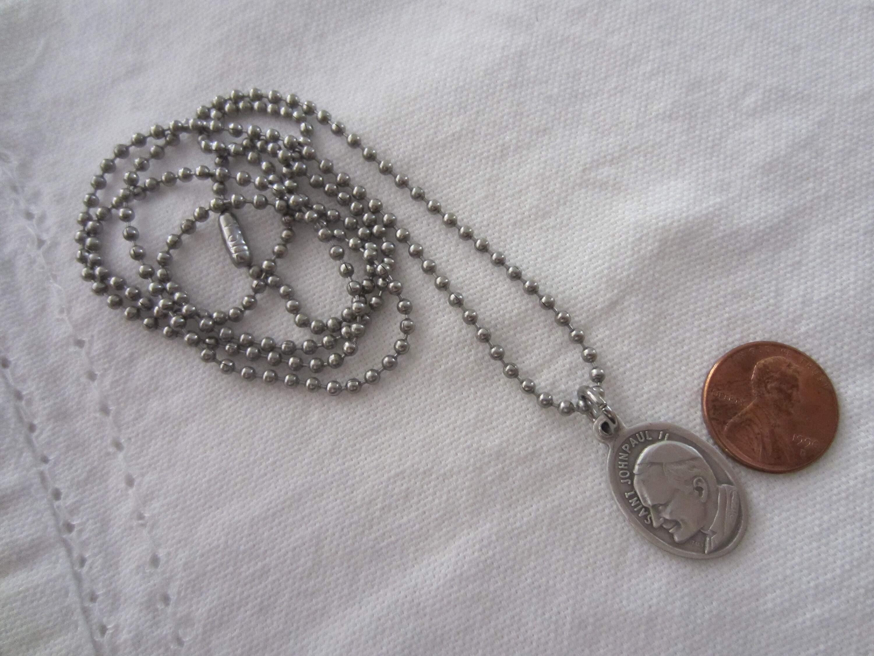 St Pope John Paul II Medal & Necklace Set, Catholic First Communion ...