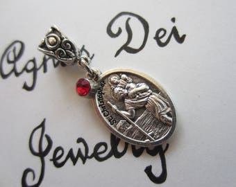 St Christopher Medal & Red Charm Pendant, Patron Travel, Protection Catholic Confirmation Baptism First Communion RCIA Women Girl RCIA Gift