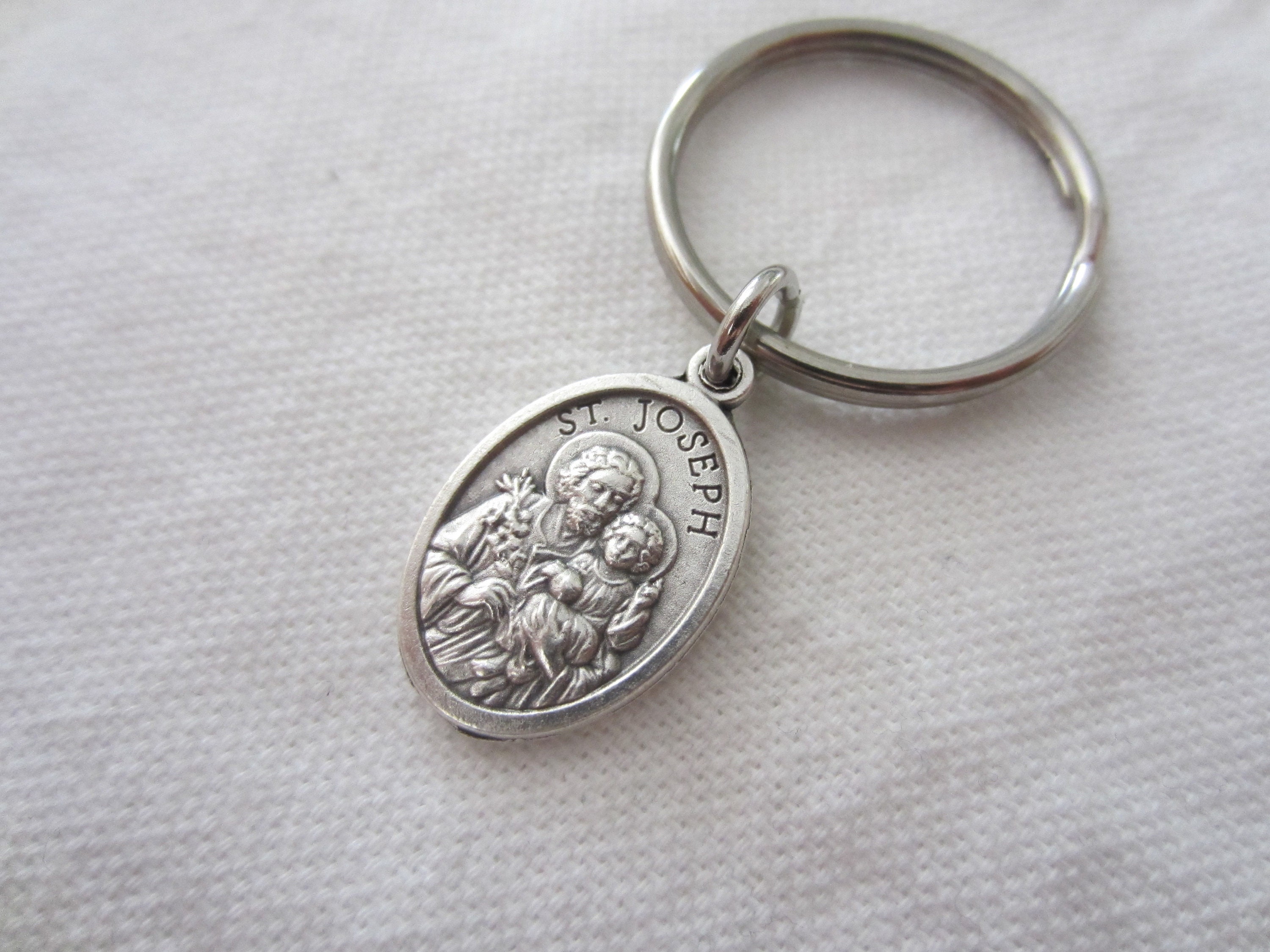St Joseph Medal Protection Keychain, Patron Families, Stainless
