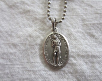 St Sebastian Medal & Necklace Set, Patron Sports Athletes, Catholic Devotional Baptism Confirmation First Communion Women Girl Men Boy Gift