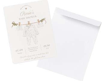 Minimalist Beige Baby Shower Invitation: Editable Canva Template (Digital Download)