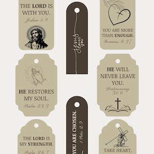 Printable Scripture Gift Tags | Faith-Based Bible Verse Tags | Christian Encouragement Labels for Gifts & Blessings | Instant Download