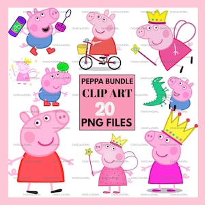 Peppa Pig PNG Bundle | Peppa Pig Cartoon Clip art | Peppa Pig PNG clip art and printable for t-shirts | Digital Download