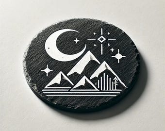 Custom Slate Coasters | Personalized Engraved Stone Drink Coaster Set | Rustic Table Decor Gift