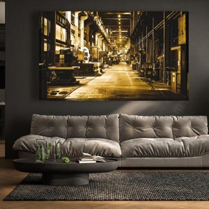 Sepia Factory Canvas Print: Industrial Urban Photography Wall Art