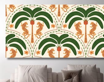 Tropical Leopard Canvas Print: Boho Jungle Wall Art