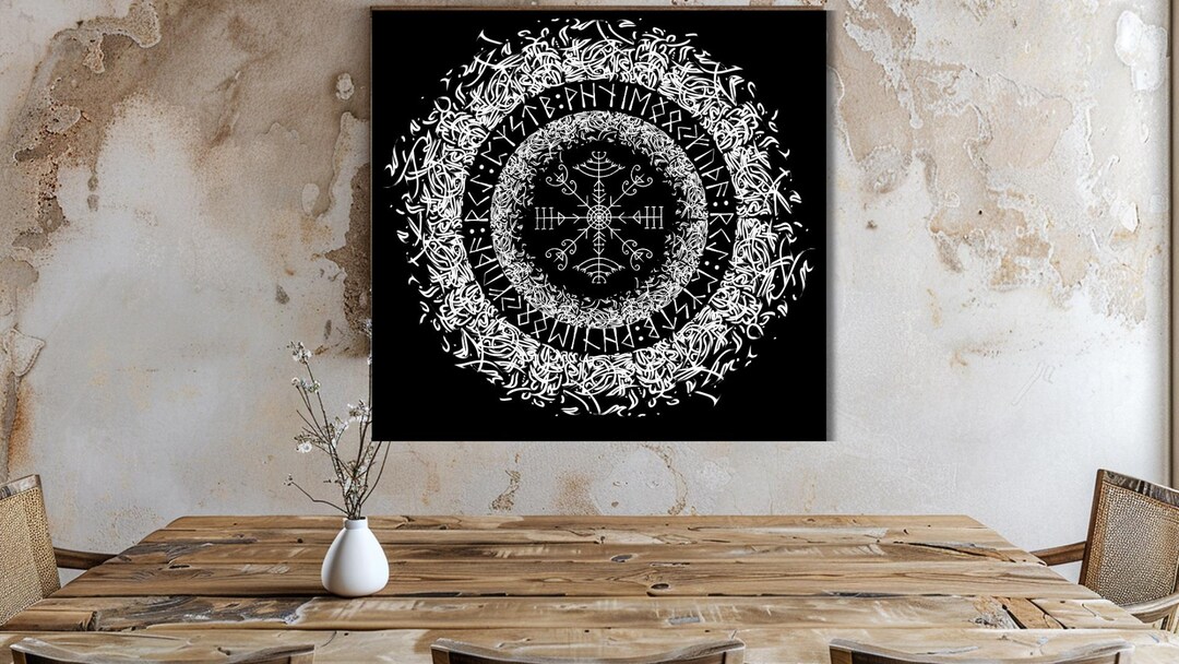 Viking Veldismagn Wall Art – Norse Rune Compass Canvas Print, Nordic ...
