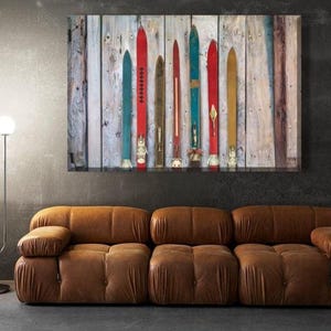 Retro Ski Canvas Print: Rustic Winter Lodge Wall Art