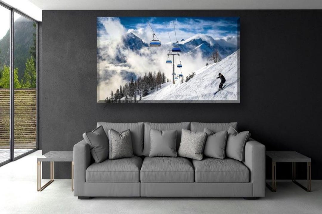 Winter Mountain Ski Resort Canvas Print – Snowy Alps Landscape Art - Etsy