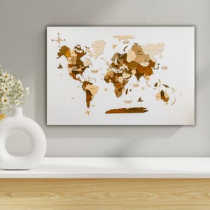 Mapa del mundo para pared, decoración rústica de pared de viaje, colgante de pared moderno para sala de estar u oficina, regalo para viajeros.
