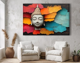 Colorful Buddha Canvas Print: Spiritual Zen Wall Art