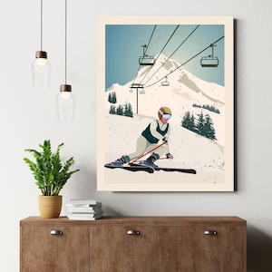 Vintage Ski Poster: Retro Alpine Winter Sports Canvas Art