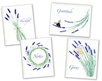 4 Small Journals, The Lavender Series - Hand Made Books, 16 blank pages, 100lb paper, gratitude, notes, sketchbook, garden journal