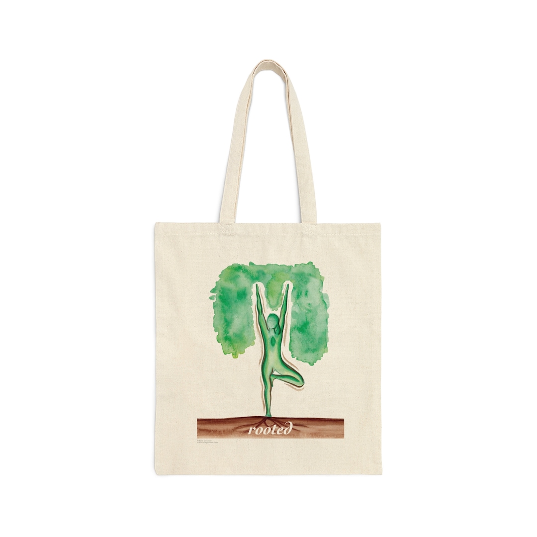 Yoga Canvas Tote 100% Cotton Yoga Tree Pose Rooted the Yoga