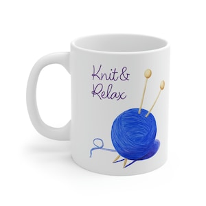 Tasse - Knit and Relax - The Knitting Serie - Weißer Hintergrund