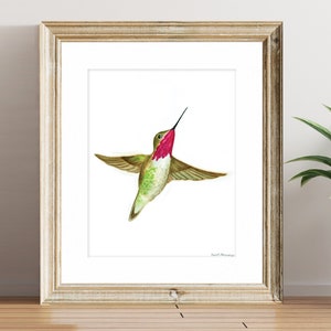 Hummingbird Art Print - Beautiful Hummingbird Flying in Nature - The Hummingbird Series Decor for Home & Office