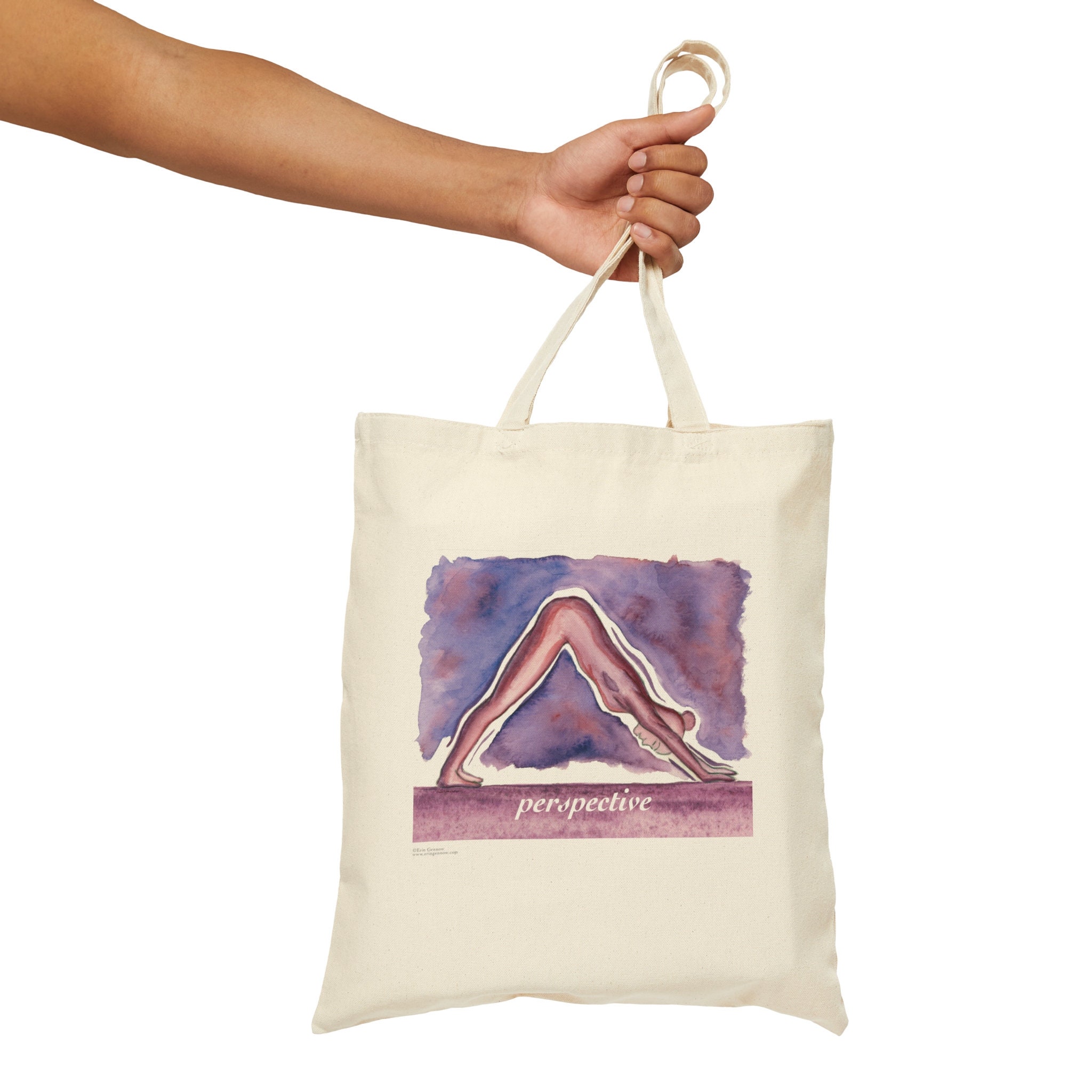 Downward Dog Yoga Tote Bag: 100% Cotton Watercolor Design