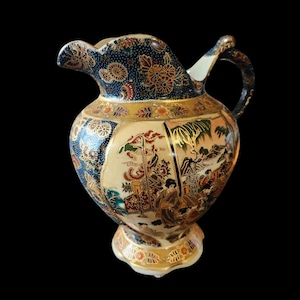 Large Vintage Chinese Hand Painted Decorative Pitcher