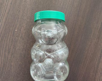 Vintage Glass KRAFT Peanut Butter Bear Jar With Lid