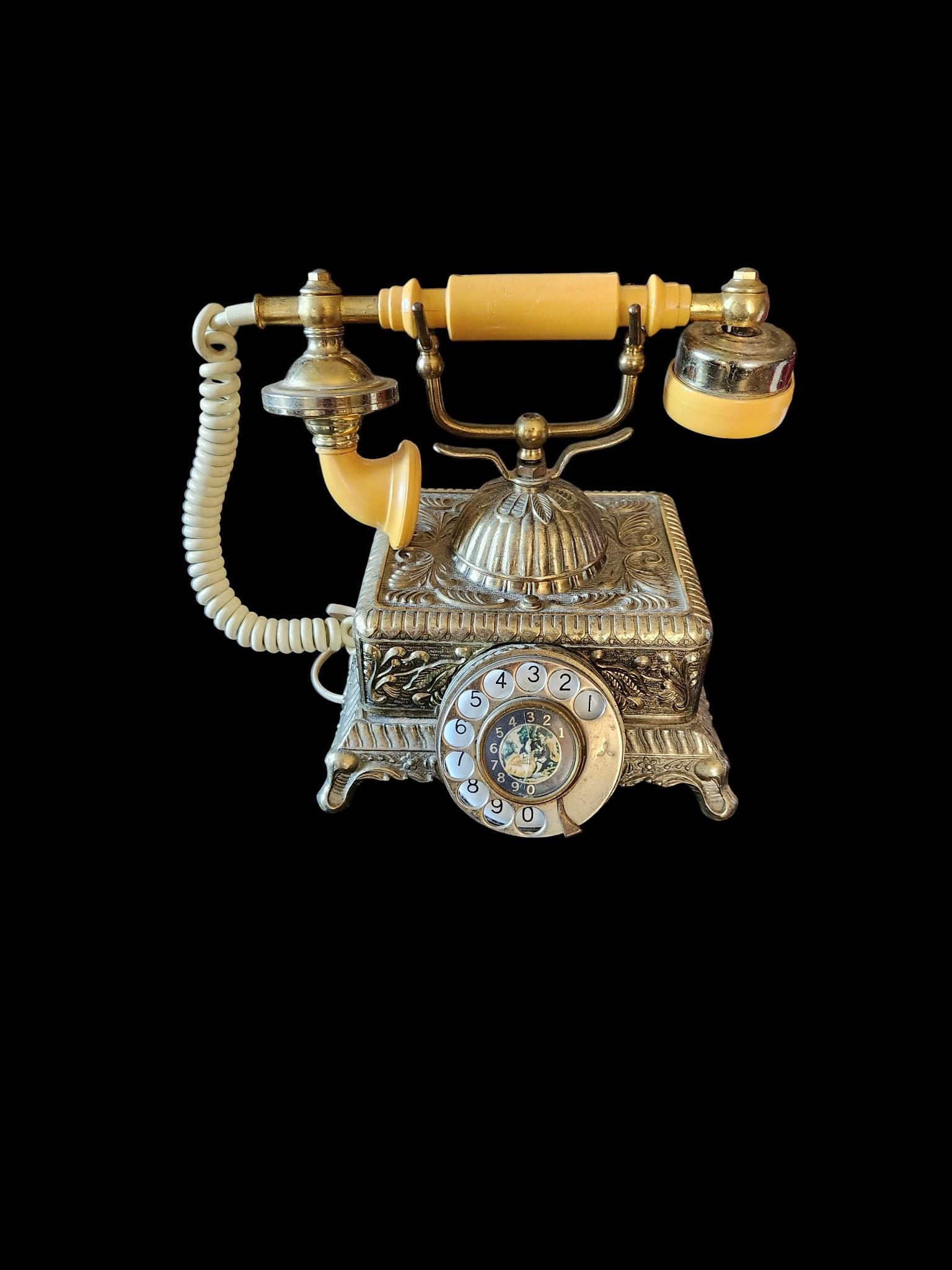 希少品 アンティーク電話 金属製 ハンドセット付き 希少品