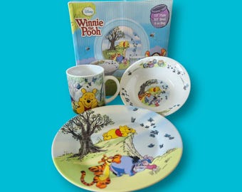 Winnie The Pooh Three Piece Set Porcelain Plate, Bowl and Mug