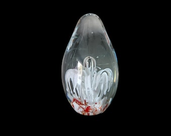 Unique &quot;Flower&quot; Paperweight, Collectible, Art Glass, Blown Glass, Vintage, Office Decor, Deep Ocean