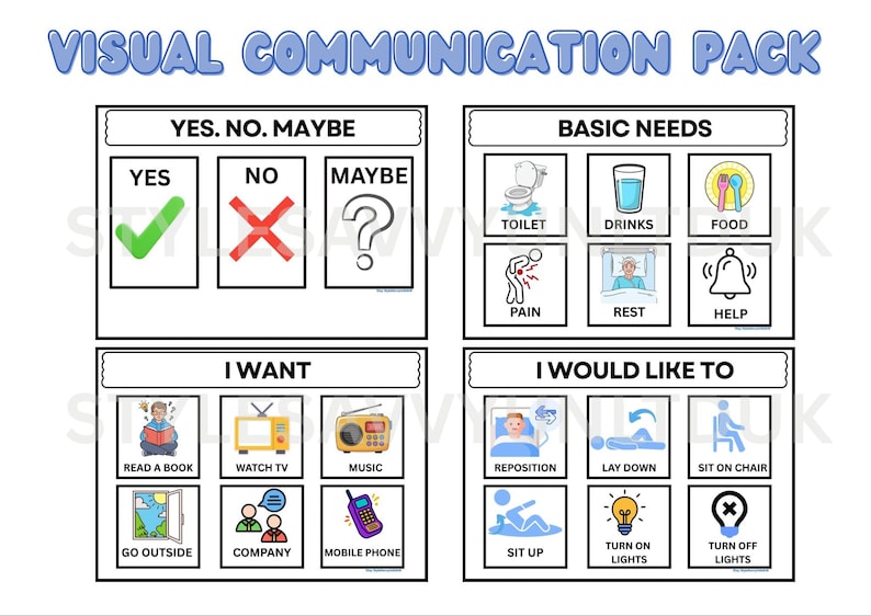 Maybe Communication Visual Visual Communication Pack PDF Printable 8 Pages for Stroke Recovery ...