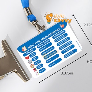Adult Vital Signs Reference (normal) ID Insert Badge Buddy Horizontal ...