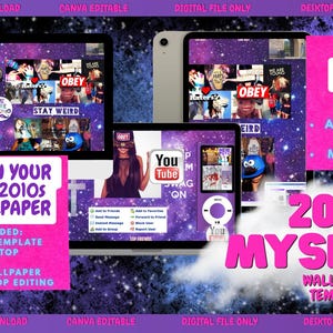 Mall för Myspace-bakgrundsbild från 2010-talet | Redigerbar Canva-skrivbord för iPad (digital nedladdning)