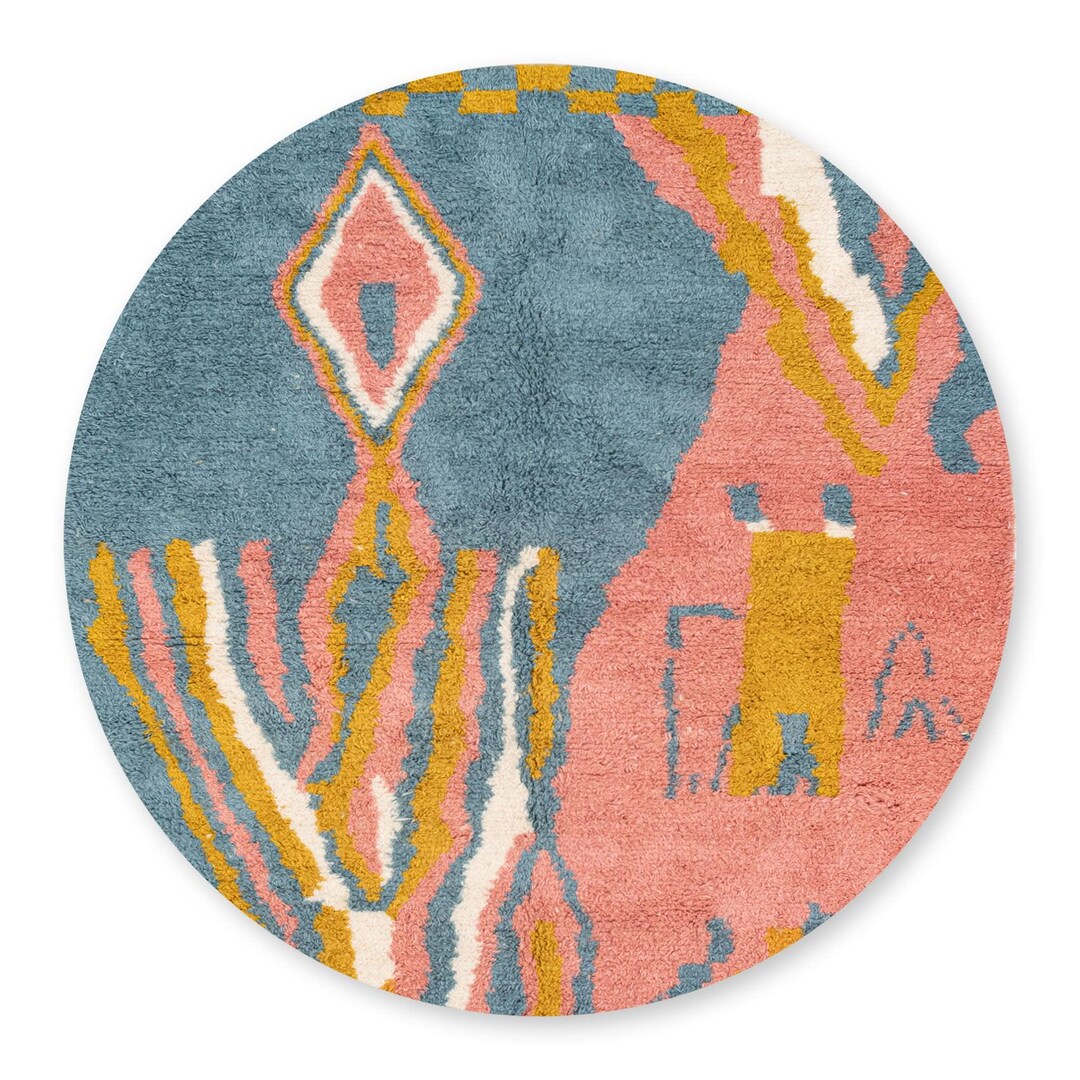 Cozy Chic Geometric Round Rug ,beni Ourain Round Shaggy Rug,authentic ...