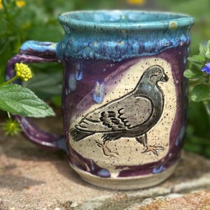 Pigeon ‘Love the Unloved’ Collection: ceramic handmade mug with thumb rest
