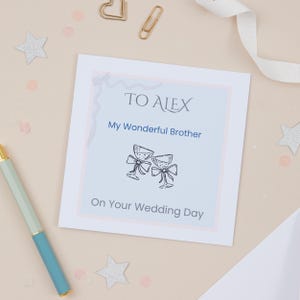 carte de mariage à mon frère | carte personnalisée de mariage de frère | de moi à vous carte de mariage | Avec enveloppe de luxe blanche